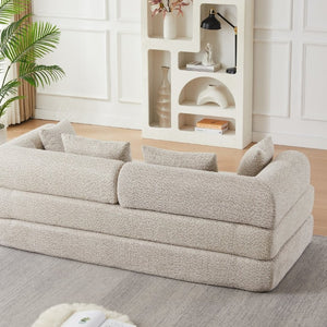 English Elm 78.9-Inch Chenille Convertible Sofa with Modular Cushions for Living Room or Guest Space Khaki W834P517296