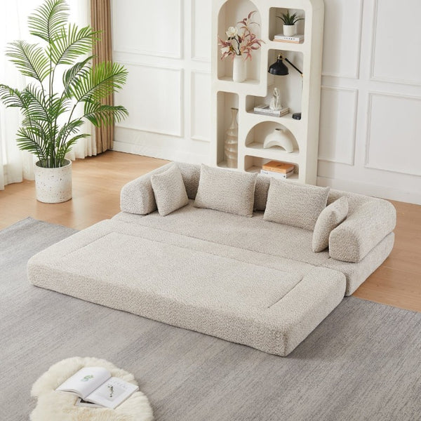 English Elm 78.9-Inch Chenille Convertible Sofa with Modular Cushions for Living Room or Guest Space Khaki W834P517296