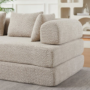 English Elm 78.9-Inch Chenille Convertible Sofa with Modular Cushions for Living Room or Guest Space Khaki W834P517296
