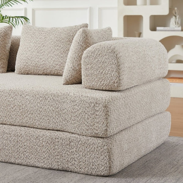 English Elm 78.9-Inch Chenille Convertible Sofa with Modular Cushions for Living Room or Guest Space Khaki W834P517296