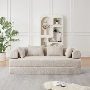 English Elm 78.9-Inch Chenille Convertible Sofa with Modular Cushions for Living Room or Guest Space Khaki W834P517296