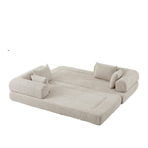 English Elm 78.9-Inch Chenille Convertible Sofa with Modular Cushions for Living Room or Guest Space Khaki W834P517296