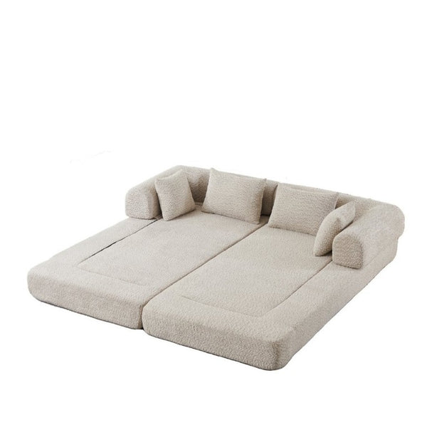 English Elm 78.9-Inch Chenille Convertible Sofa with Modular Cushions for Living Room or Guest Space Khaki W834P517296