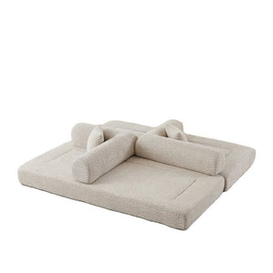 English Elm 78.9-Inch Chenille Convertible Sofa with Modular Cushions for Living Room or Guest Space Khaki W834P517296