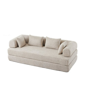 English Elm 78.9-Inch Chenille Convertible Sofa with Modular Cushions for Living Room or Guest Space Khaki W834P517296