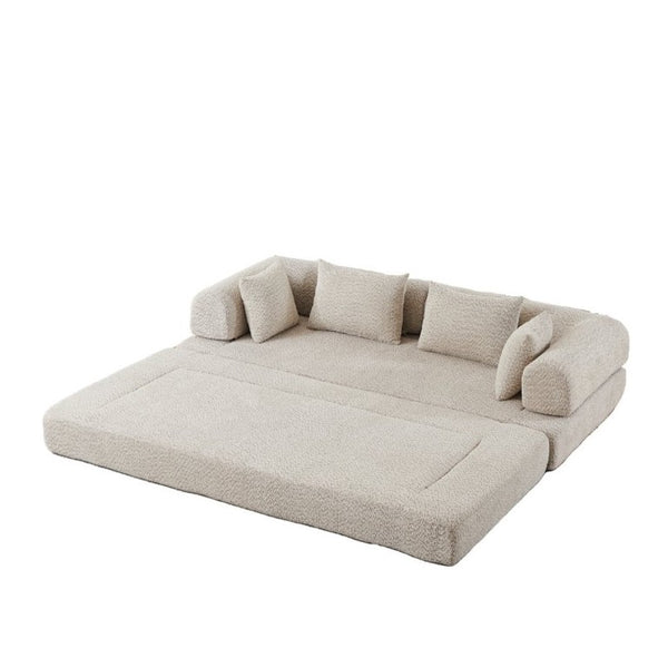 English Elm 78.9-Inch Chenille Convertible Sofa with Modular Cushions for Living Room or Guest Space Khaki W834P517296
