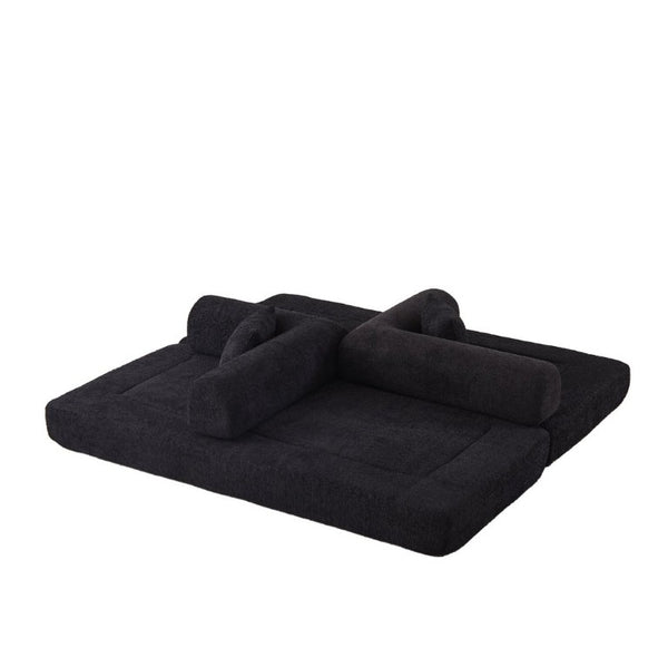 English Elm 78.9-Inch Chenille Convertible Sofa with Modular Cushions for Living Room or Guest Space Black W834P517297