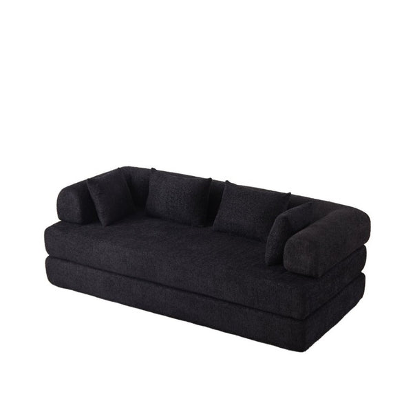 English Elm 78.9-Inch Chenille Convertible Sofa with Modular Cushions for Living Room or Guest Space Black W834P517297