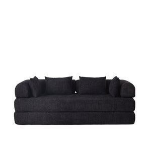 English Elm 78.9-Inch Chenille Convertible Sofa with Modular Cushions for Living Room or Guest Space Black W834P517297