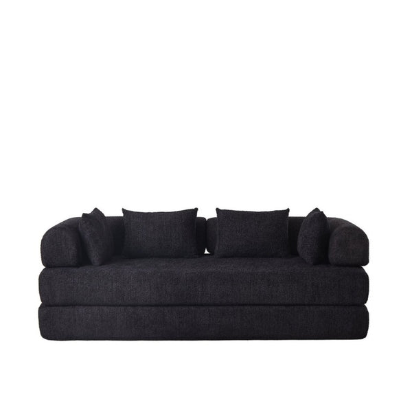 English Elm 78.9-Inch Chenille Convertible Sofa with Modular Cushions for Living Room or Guest Space Black W834P517297