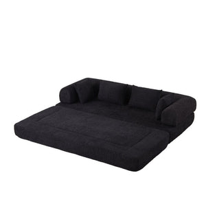 English Elm 78.9-Inch Chenille Convertible Sofa with Modular Cushions for Living Room or Guest Space Black W834P517297