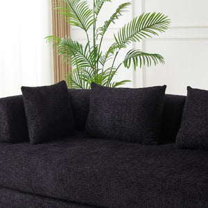 English Elm 78.9-Inch Chenille Convertible Sofa with Modular Cushions for Living Room or Guest Space Black W834P517297
