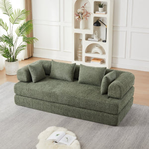 English Elm 78.9-Inch Chenille Convertible Sofa with Modular Cushions for Living Room or Guest Space Green W834P517298