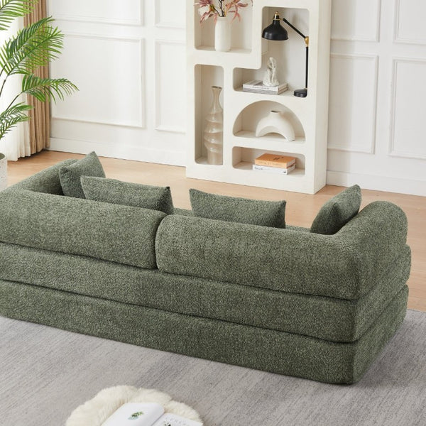 English Elm 78.9-Inch Chenille Convertible Sofa with Modular Cushions for Living Room or Guest Space Green W834P517298