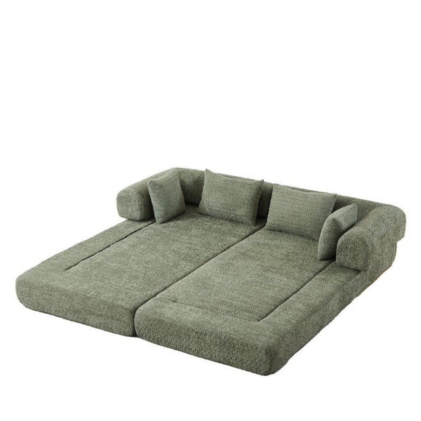 English Elm 78.9-Inch Chenille Convertible Sofa with Modular Cushions for Living Room or Guest Space Green W834P517298