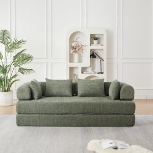 English Elm 78.9-Inch Chenille Convertible Sofa with Modular Cushions for Living Room or Guest Space Green W834P517298