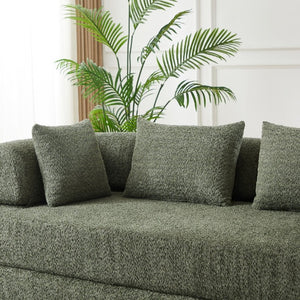 English Elm 78.9-Inch Chenille Convertible Sofa with Modular Cushions for Living Room or Guest Space Green W834P517298