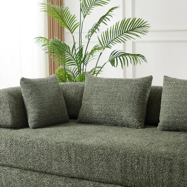 English Elm 78.9-Inch Chenille Convertible Sofa with Modular Cushions for Living Room or Guest Space Green W834P517298