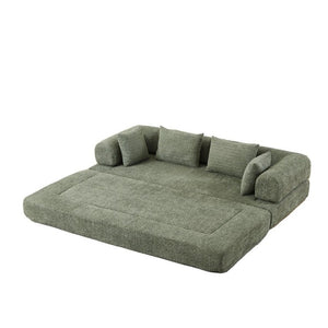English Elm 78.9-Inch Chenille Convertible Sofa with Modular Cushions for Living Room or Guest Space Green W834P517298