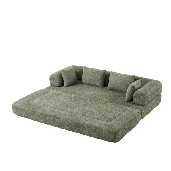English Elm 78.9-Inch Chenille Convertible Sofa with Modular Cushions for Living Room or Guest Space Green W834P517298