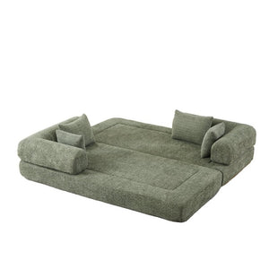 English Elm 78.9-Inch Chenille Convertible Sofa with Modular Cushions for Living Room or Guest Space Green W834P517298