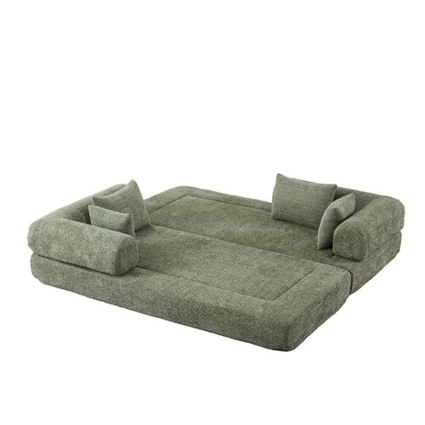 English Elm 78.9-Inch Chenille Convertible Sofa with Modular Cushions for Living Room or Guest Space Green W834P517298