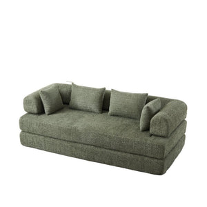 English Elm 78.9-Inch Chenille Convertible Sofa with Modular Cushions for Living Room or Guest Space Green W834P517298