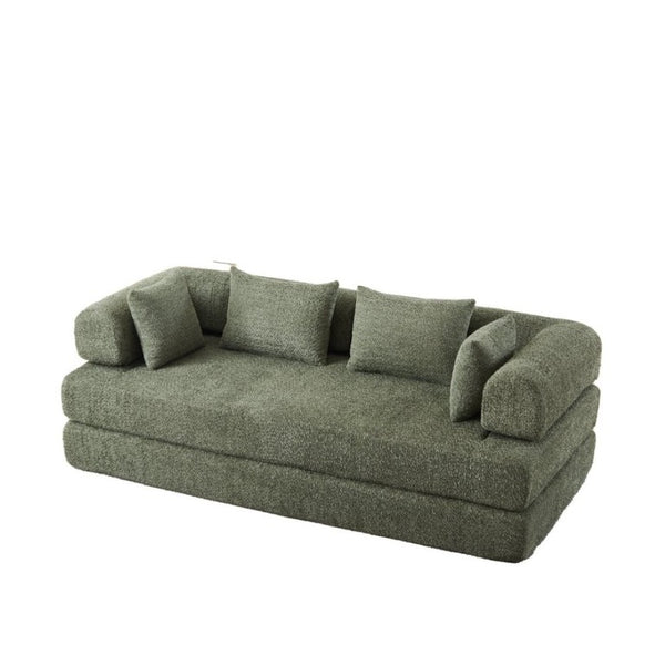 English Elm 78.9-Inch Chenille Convertible Sofa with Modular Cushions for Living Room or Guest Space Green W834P517298