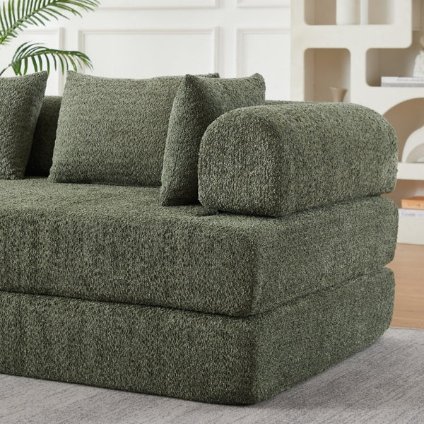 English Elm 78.9-Inch Chenille Convertible Sofa with Modular Cushions for Living Room or Guest Space Green W834P517298