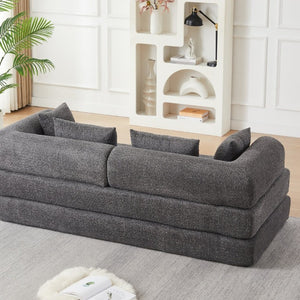 English Elm 78.9-Inch Chenille Convertible Sofa with Modular Cushions for Living Room or Guest Space Grey W834P517299