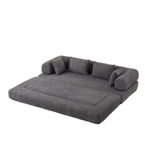 English Elm 78.9-Inch Chenille Convertible Sofa with Modular Cushions for Living Room or Guest Space Grey W834P517299