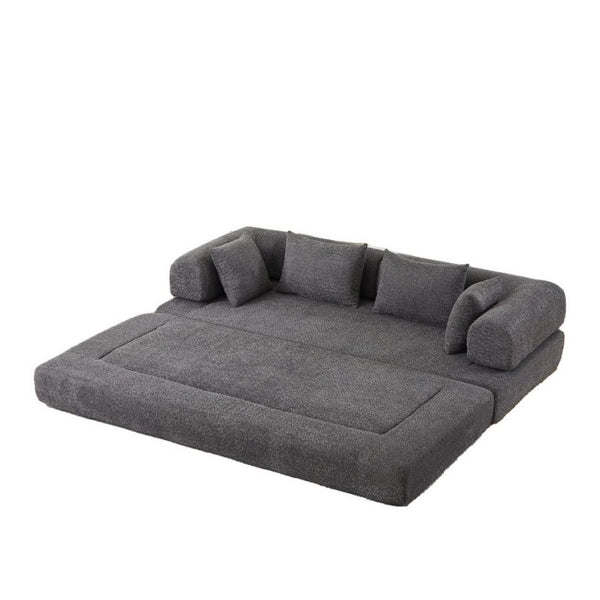 English Elm 78.9-Inch Chenille Convertible Sofa with Modular Cushions for Living Room or Guest Space Grey W834P517299