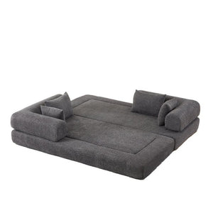 English Elm 78.9-Inch Chenille Convertible Sofa with Modular Cushions for Living Room or Guest Space Grey W834P517299