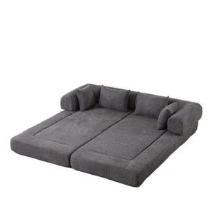 English Elm 78.9-Inch Chenille Convertible Sofa with Modular Cushions for Living Room or Guest Space Grey W834P517299