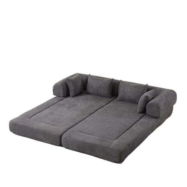 English Elm 78.9-Inch Chenille Convertible Sofa with Modular Cushions for Living Room or Guest Space Grey W834P517299