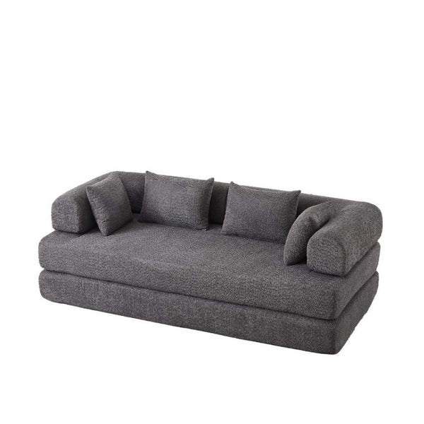 English Elm 78.9-Inch Chenille Convertible Sofa with Modular Cushions for Living Room or Guest Space Grey W834P517299
