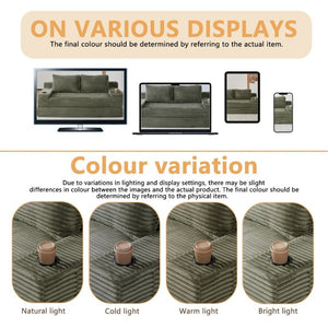 English Elm 70.8-Inch Corduroy Sleeper Sofa with Cup Holders Storage Pockets and Two Throw Pillows Green W834P527476