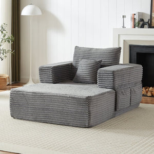 English Elm 62.4-Inch Modular Lounge Chair with Armrest Storage Foam Cushion and Reclining Seat W834P527482