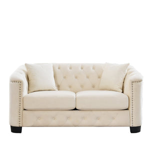 English Elm 59-inch Chesterfield Velvet Loveseat Tufted Button Back with Nailhead Trim for Any Room W834S00656