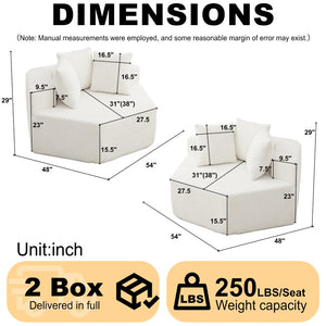 English Elm 54-inch Hexagonal Modular Chenille Lounge Chair with Spring Coil Support for Living Spaces Beige W834S00657