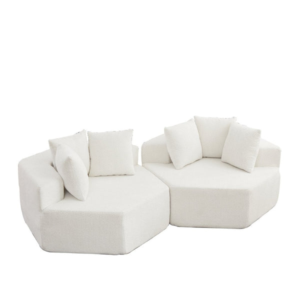 English Elm 54-inch Hexagonal Modular Chenille Lounge Chair with Spring Coil Support for Living Spaces Beige W834S00657