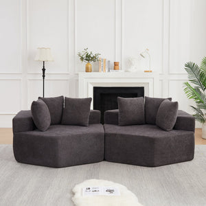 English Elm 54-inch Hexagonal Modular Chenille Lounge Chair with Spring Coil Support for Living Spaces Grey W834S00658