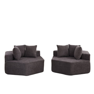 English Elm 54-inch Hexagonal Modular Chenille Lounge Chair with Spring Coil Support for Living Spaces Grey W834S00658