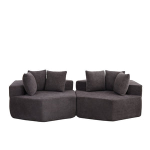 English Elm 54-inch Hexagonal Modular Chenille Lounge Chair with Spring Coil Support for Living Spaces Grey W834S00658