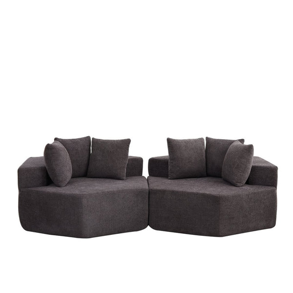English Elm 54-inch Hexagonal Modular Chenille Lounge Chair with Spring Coil Support for Living Spaces Grey W834S00658