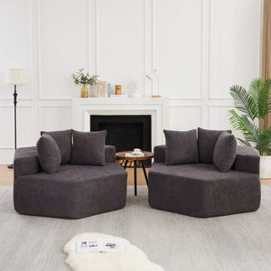 English Elm 54-inch Hexagonal Modular Chenille Lounge Chair with Spring Coil Support for Living Spaces Grey W834S00658