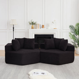 English Elm 54-inch Hexagonal Modular Chenille Lounge Chair with Spring Coil Support for Living Spaces Black W834S00659