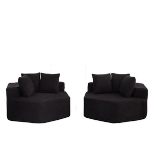 English Elm 54-inch Hexagonal Modular Chenille Lounge Chair with Spring Coil Support for Living Spaces Black W834S00659