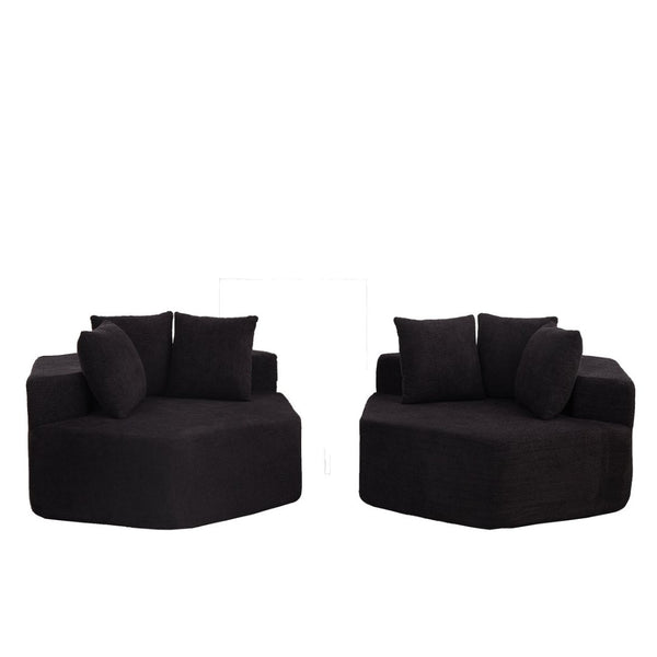 English Elm 54-inch Hexagonal Modular Chenille Lounge Chair with Spring Coil Support for Living Spaces Black W834S00659