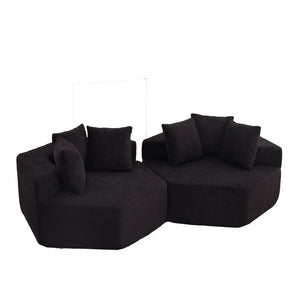 English Elm 54-inch Hexagonal Modular Chenille Lounge Chair with Spring Coil Support for Living Spaces Black W834S00659